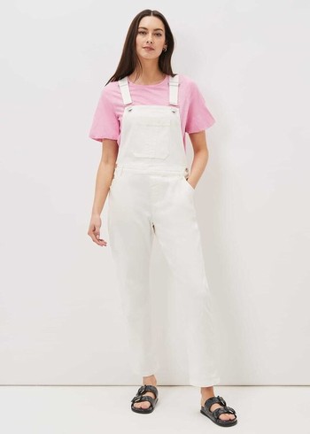 Phase Eight Khari Denim Dungarees Dress White Canada | CIGZTU-243